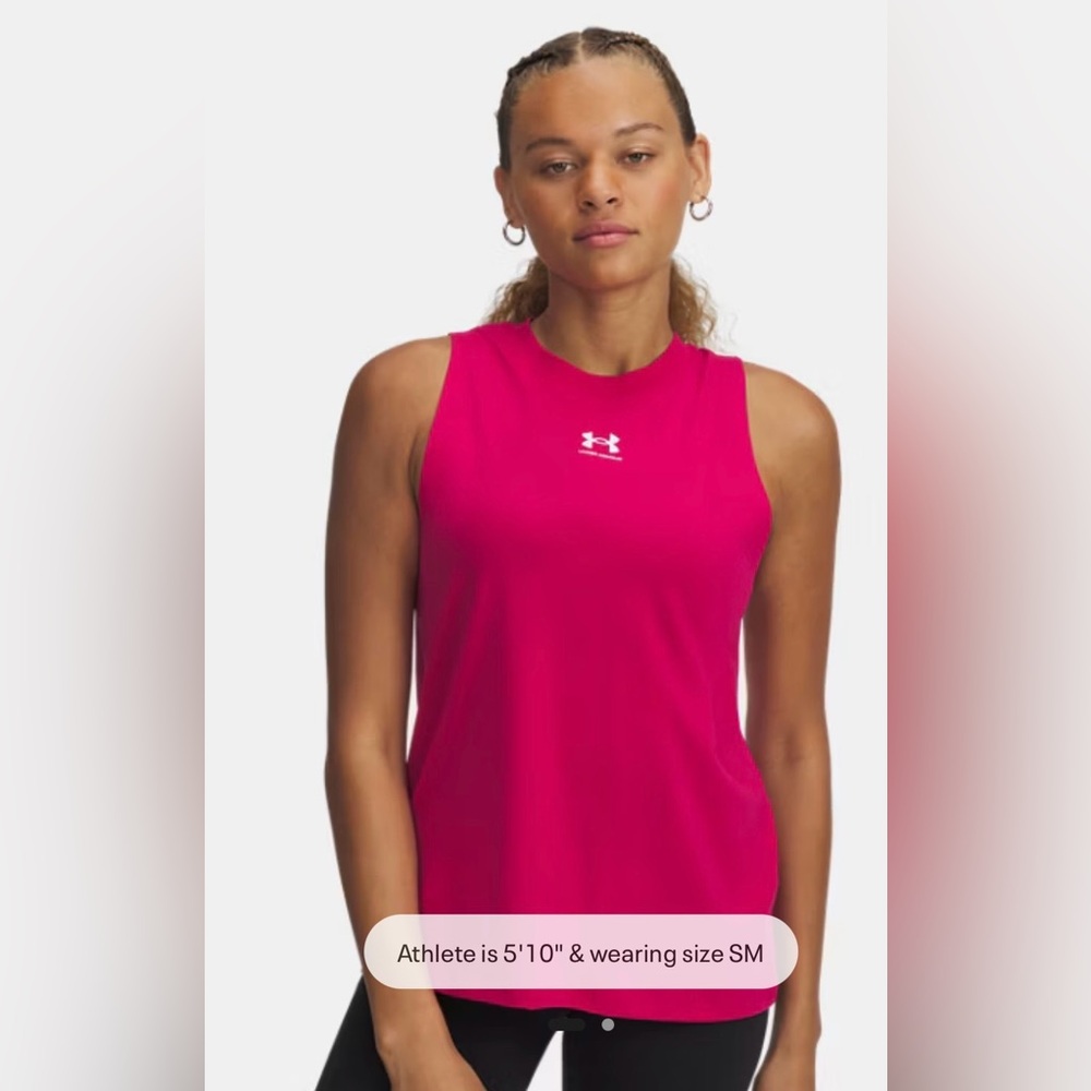 Under Armour Rival Muscle Tank Compression in Pink
